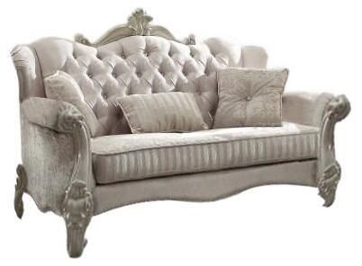 69" Ivory Chesterfield Loveseat and Toss Pillows - Homeroots