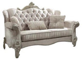69" Ivory Chesterfield Loveseat and Toss Pillows - Homeroots - Flyclothing LLC