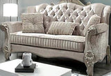 69" Ivory Chesterfield Loveseat and Toss Pillows - Homeroots - Flyclothing LLC