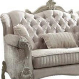 69" Ivory Chesterfield Loveseat and Toss Pillows - Homeroots - Flyclothing LLC