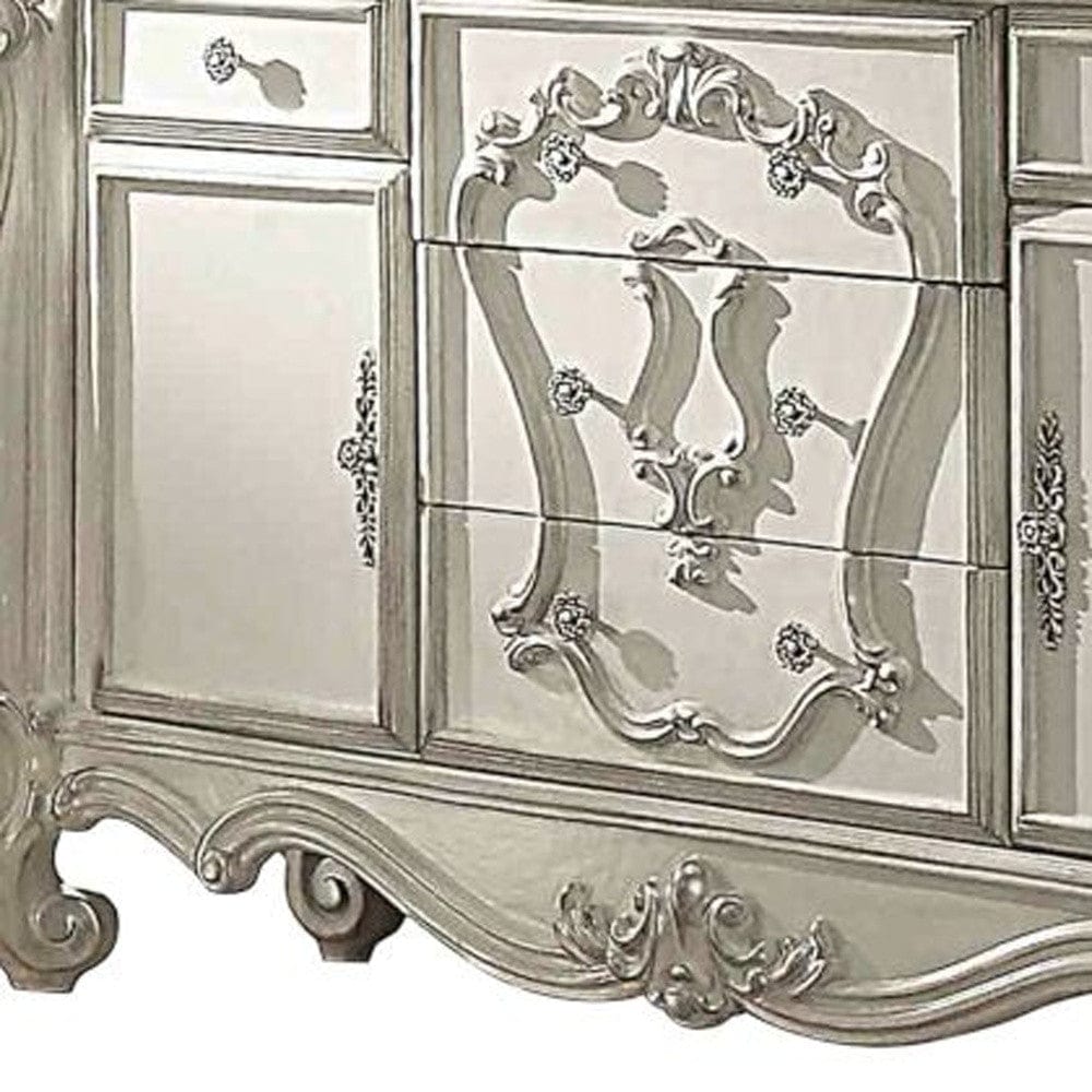 70" Bone White Solid Wood Six Drawer Combo Dresser - Homeroots