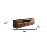 80" Brown Leather Cabinet Enclosed Storage TV Stand - Homeroots - Flyclothing LLC