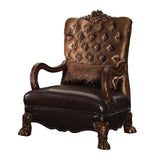34" Golden Brown And Mahogany Velvet Tufted Arm Chair And Toss Pillow - Homeroots