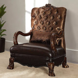 34" Golden Brown And Mahogany Velvet Tufted Arm Chair And Toss Pillow - Homeroots