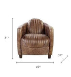 29" Brown Faux Leather Distressed Barrel Chair - Homeroots