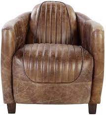 29" Brown Faux Leather Distressed Barrel Chair - Homeroots