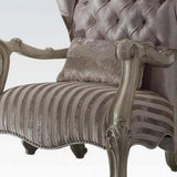33" Ivory And Pearl Velvet Striped Tufted Chesterfield Chair - Homeroots