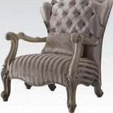 33" Ivory And Pearl Velvet Striped Tufted Chesterfield Chair - Homeroots