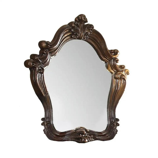 47" Brown Crowned Top Solid Wood Framed Dresser Mirror - Homeroots