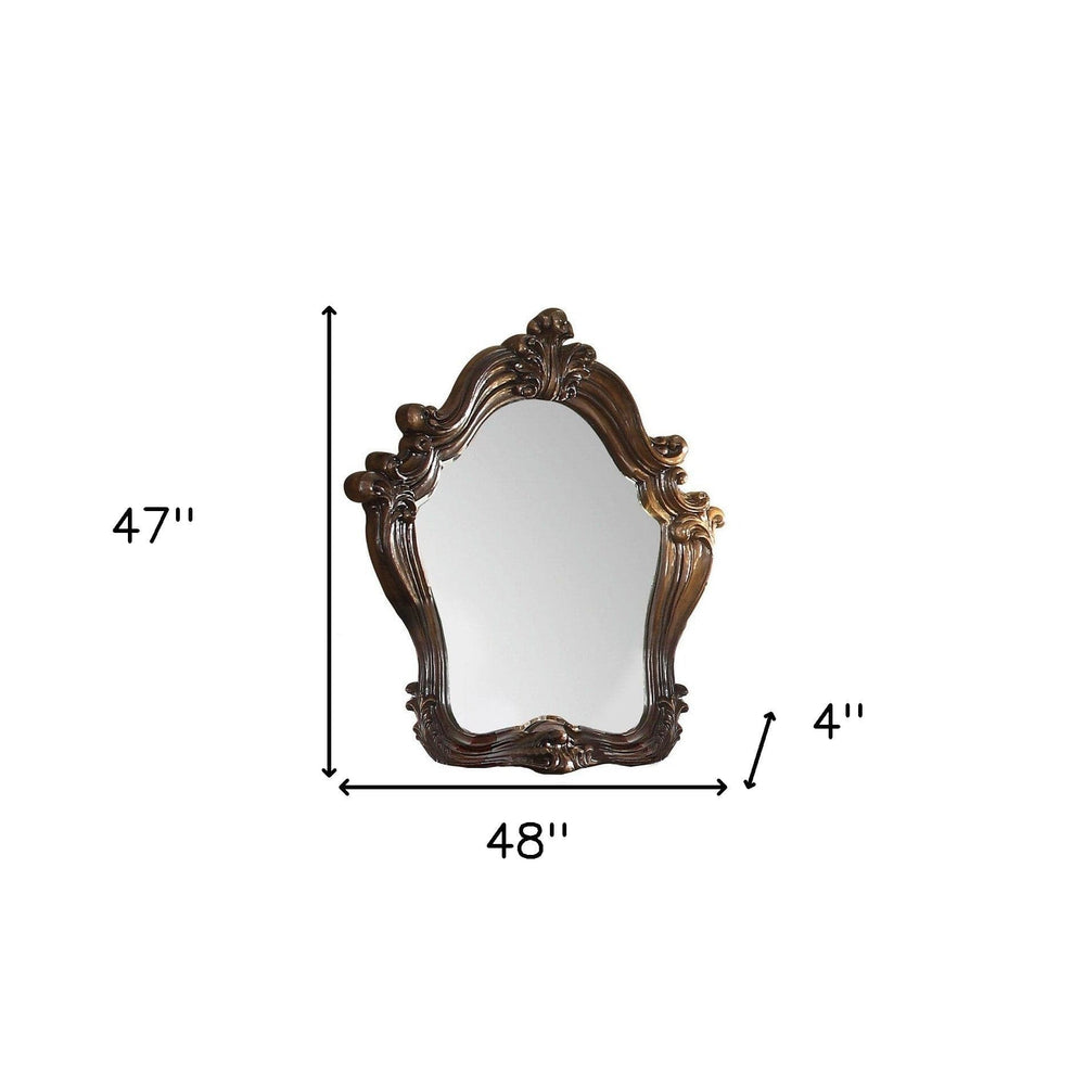 47" Brown Crowned Top Solid Wood Framed Dresser Mirror - Homeroots - Flyclothing LLC