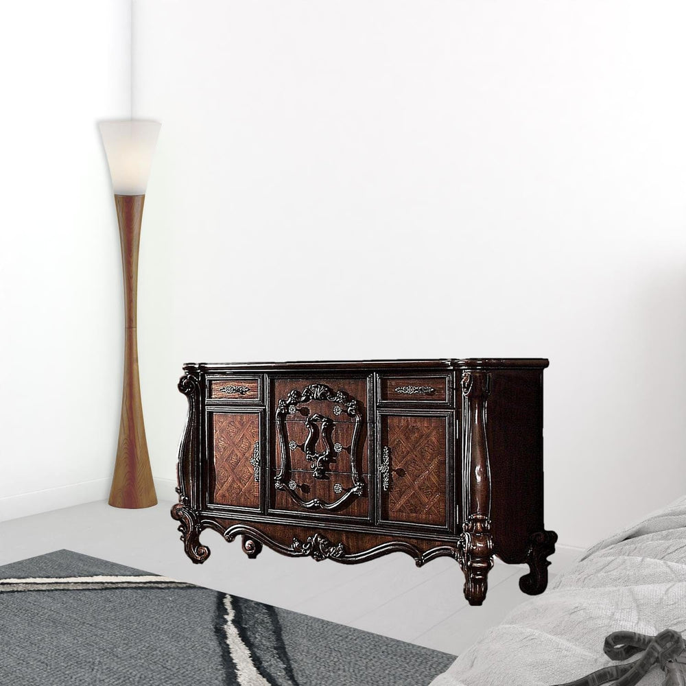 70" Cherry Oak Solid Wood Five Drawer Combo Dresser - Homeroots