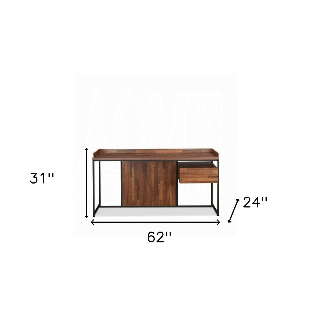 62" Brown and Black Computer Desk - Homeroots - Flyclothing LLC
