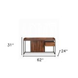 62" Brown and Black Computer Desk - Homeroots - Flyclothing LLC