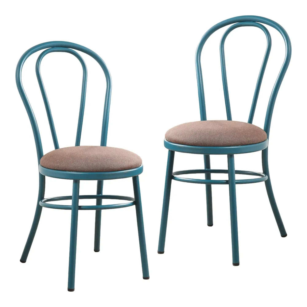 Set of Two Taupe And Teal Blue Upholstered Dining Side Chairs - Homeroots - Flyclothing LLC