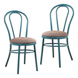 Set of Two Taupe And Teal Blue Upholstered Dining Side Chairs - Homeroots - Flyclothing LLC