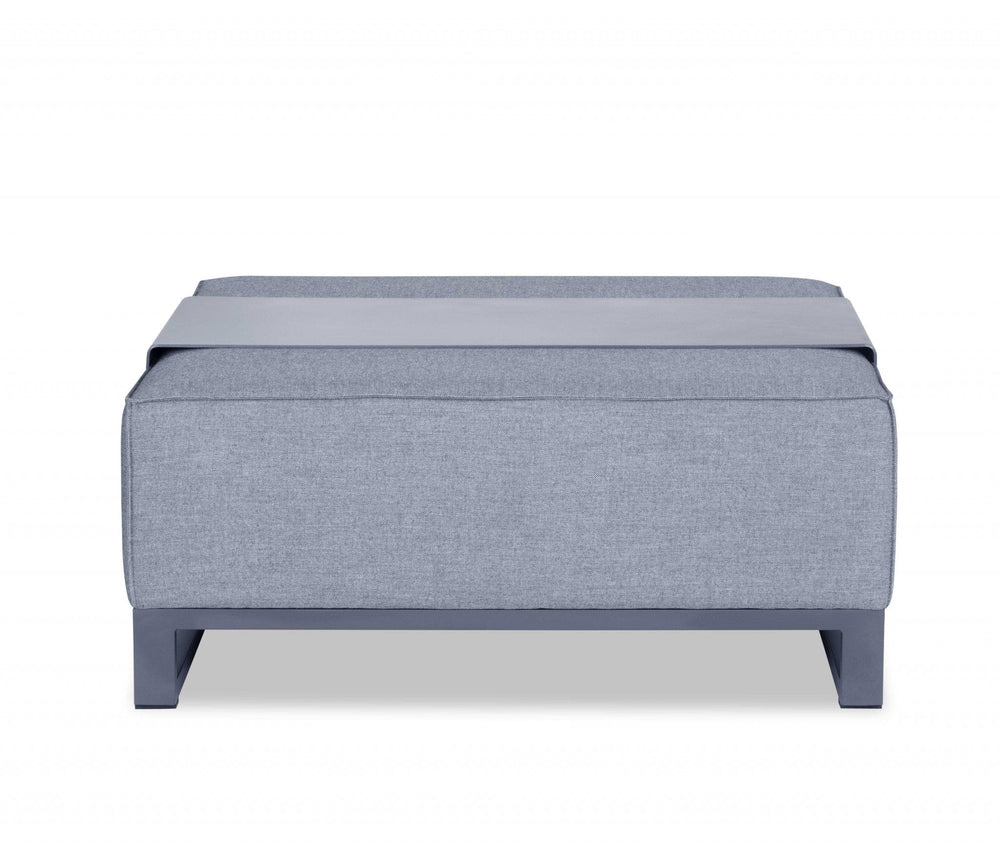 40" Gray Linen Cocktail Ottoman - Homeroots