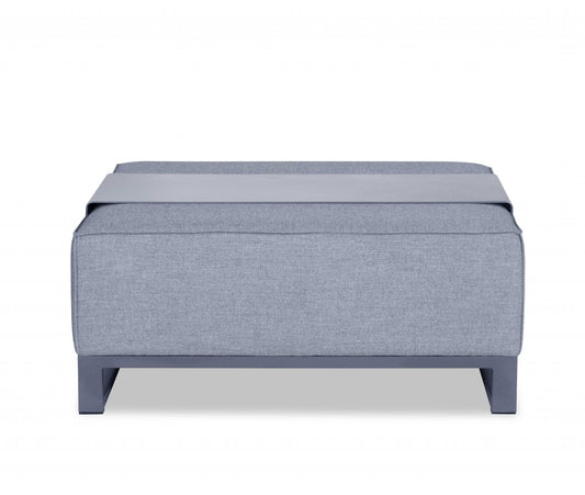 40" Gray Linen Cocktail Ottoman - Homeroots