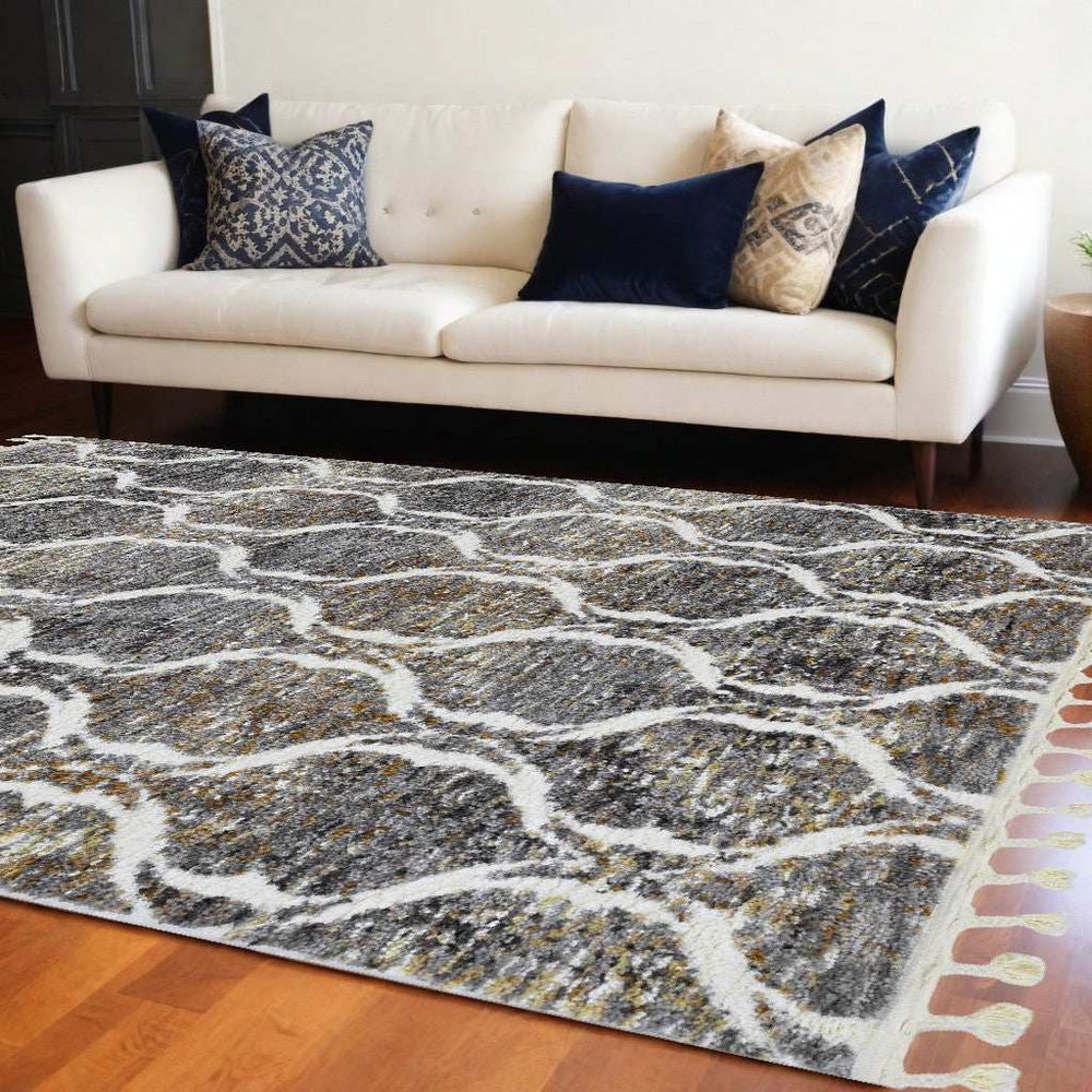 9' X 13' Gray Ogee Area Rug - Homeroots - Flyclothing LLC