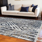 9' X 13' Gray and Ivory Geometric Area Rug - Homeroots - Flyclothing LLC