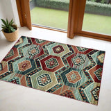 3' X 5' Red Machine Woven Honeycomb Lodge Indoor Area Rug - Homeroots - Flyclothing LLC
