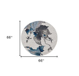 6' X 6' Ivory and Blue Floral Hand Tufted Area Rug - Homeroots - Flyclothing LLC