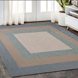 5' X 8' Tan Ivory and Blue Geometric Hand Tufted Area Rug - Homeroots - Flyclothing LLC