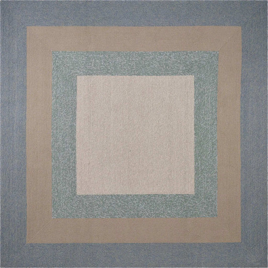 5' X 8' Tan Ivory and Blue Geometric Hand Tufted Area Rug - Homeroots - Flyclothing LLC