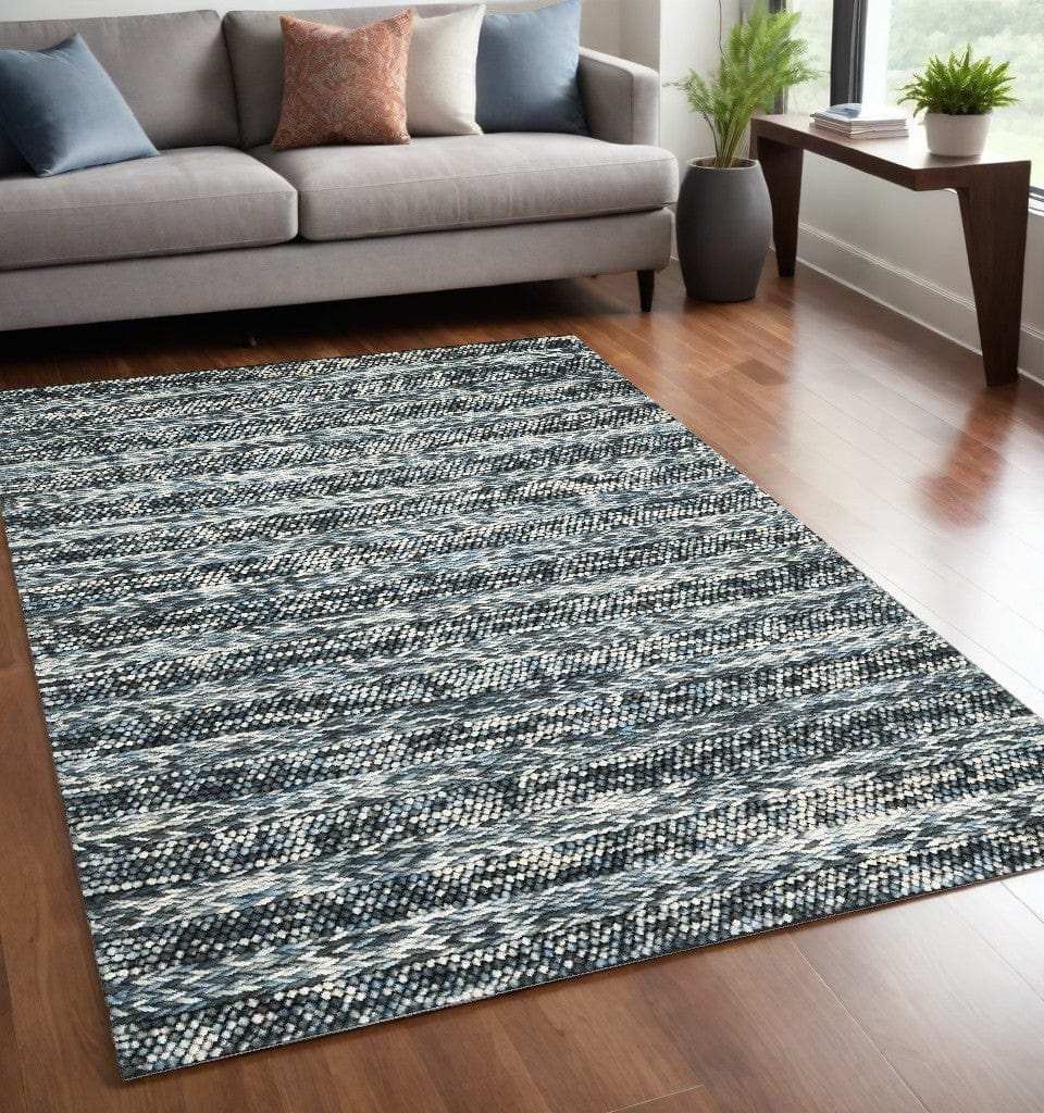 60 X 84 Blue Wool Rug - Homeroots - Flyclothing LLC