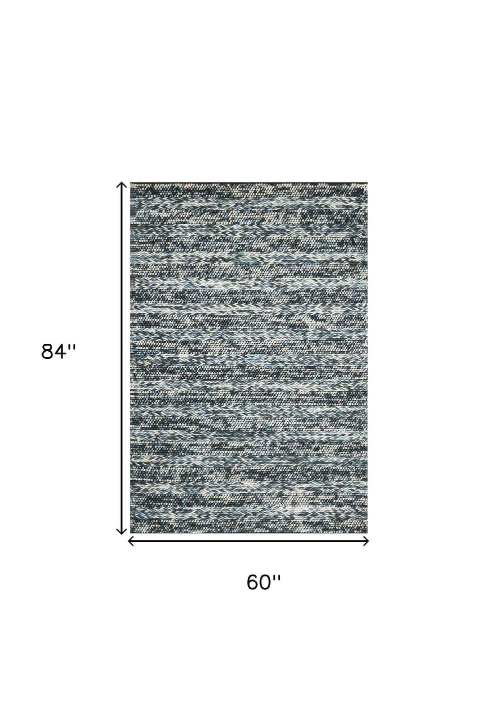 60 X 84 Blue Wool Rug - Homeroots - Flyclothing LLC