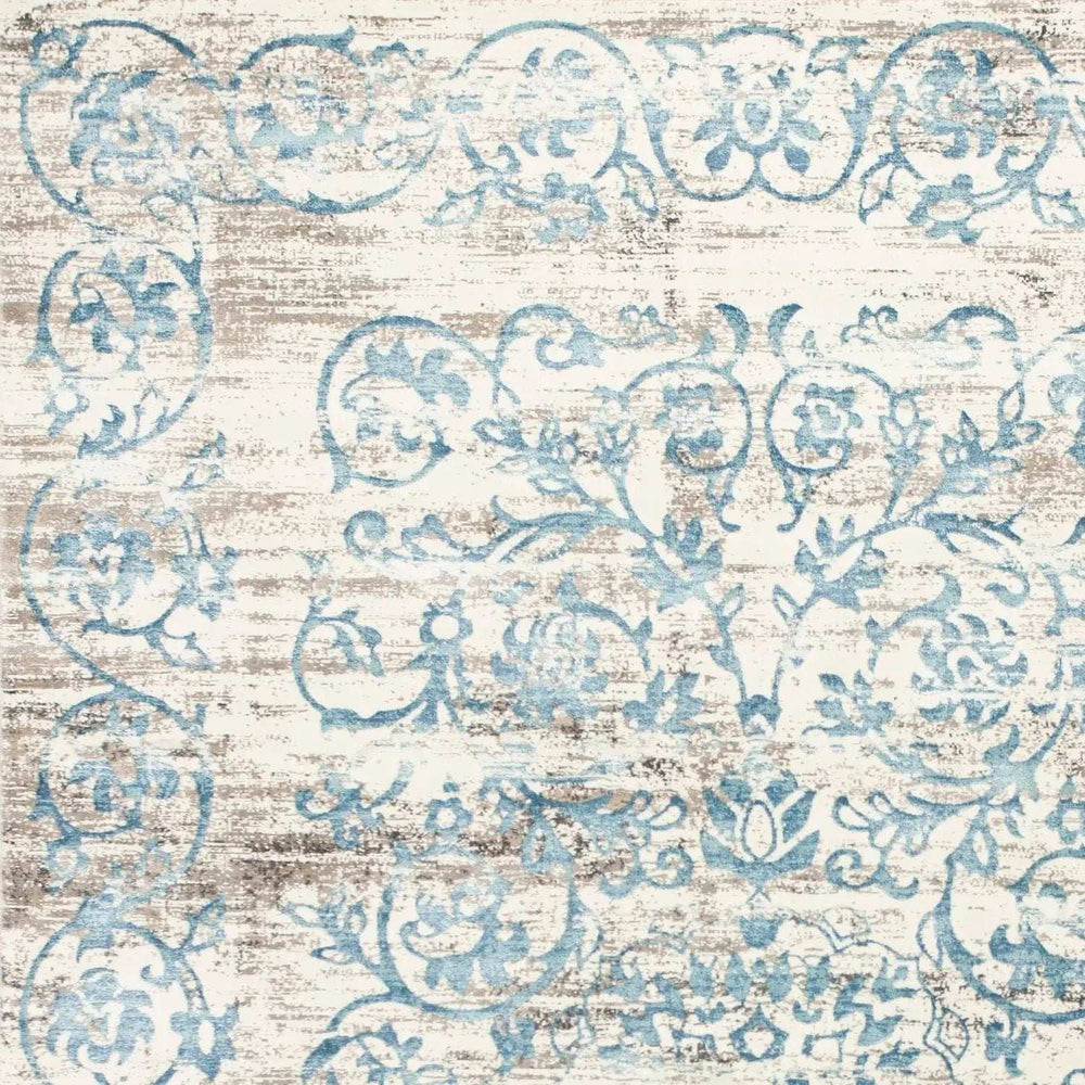 10' X 13' Ivory and Blue Floral Area Rug - Homeroots - Flyclothing LLC