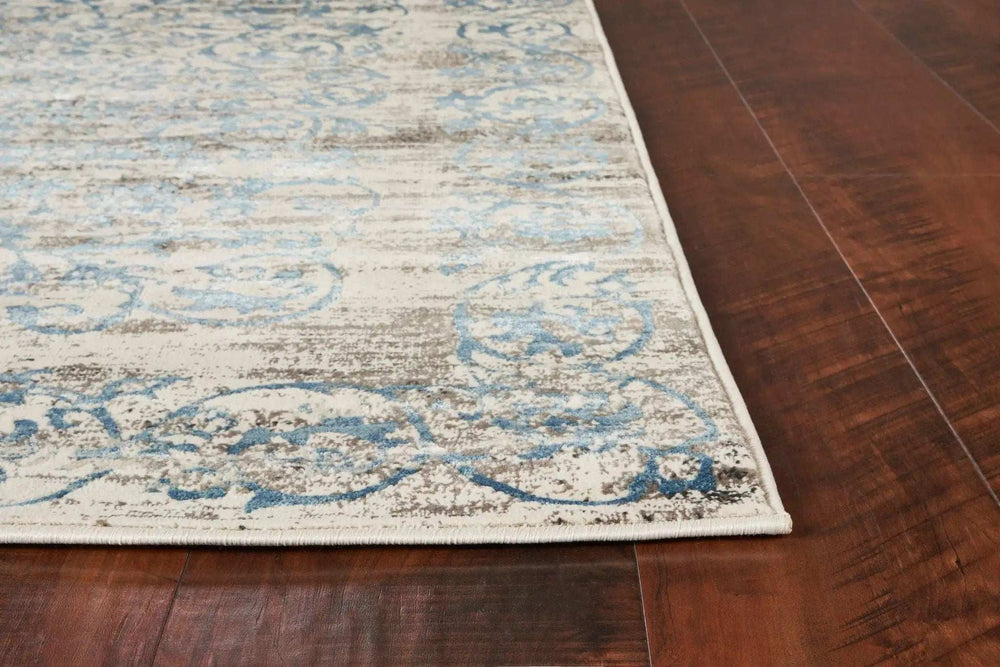 10' X 13' Ivory and Blue Floral Area Rug - Homeroots - Flyclothing LLC