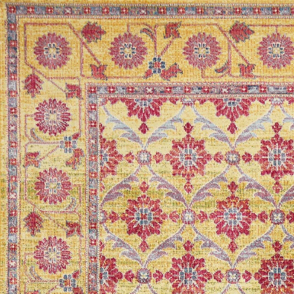 10' X 13' Blue Red and Gold Floral Area Rug - Homeroots - Flyclothing LLC