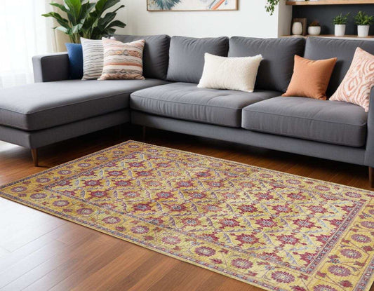 10' X 13' Blue Red and Gold Floral Area Rug - Homeroots - Flyclothing LLC