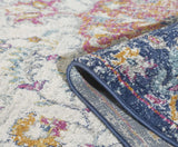 7' X 12' Navy and Ivory Floral Medallion Area Rug - Homeroots - Flyclothing LLC