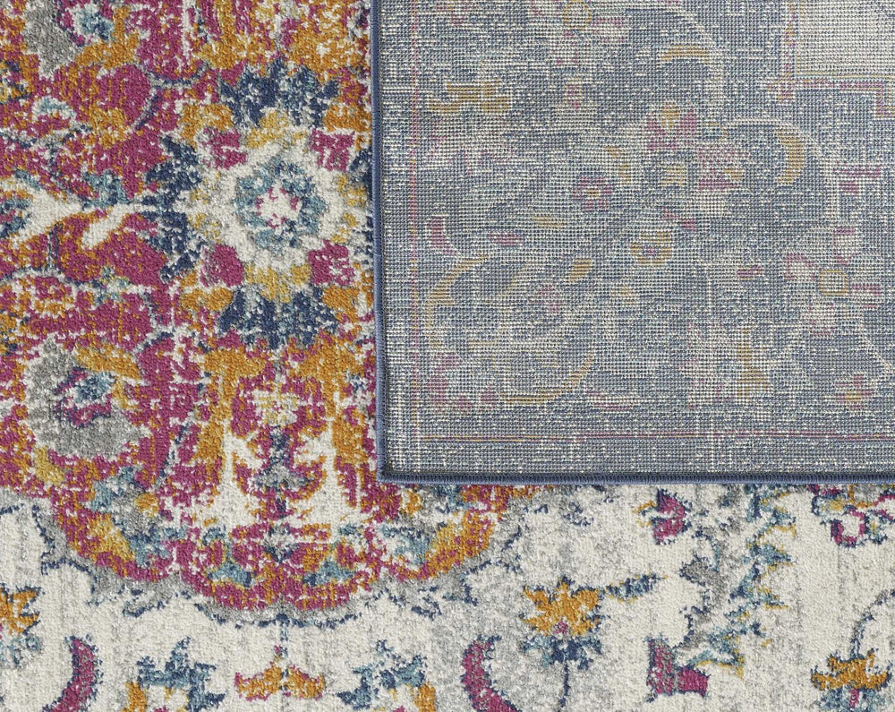 7' X 12' Navy and Ivory Floral Medallion Area Rug - Homeroots - Flyclothing LLC