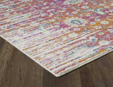 7' Ivory Pink and Orange Floral Area Rug - Homeroots - Flyclothing LLC