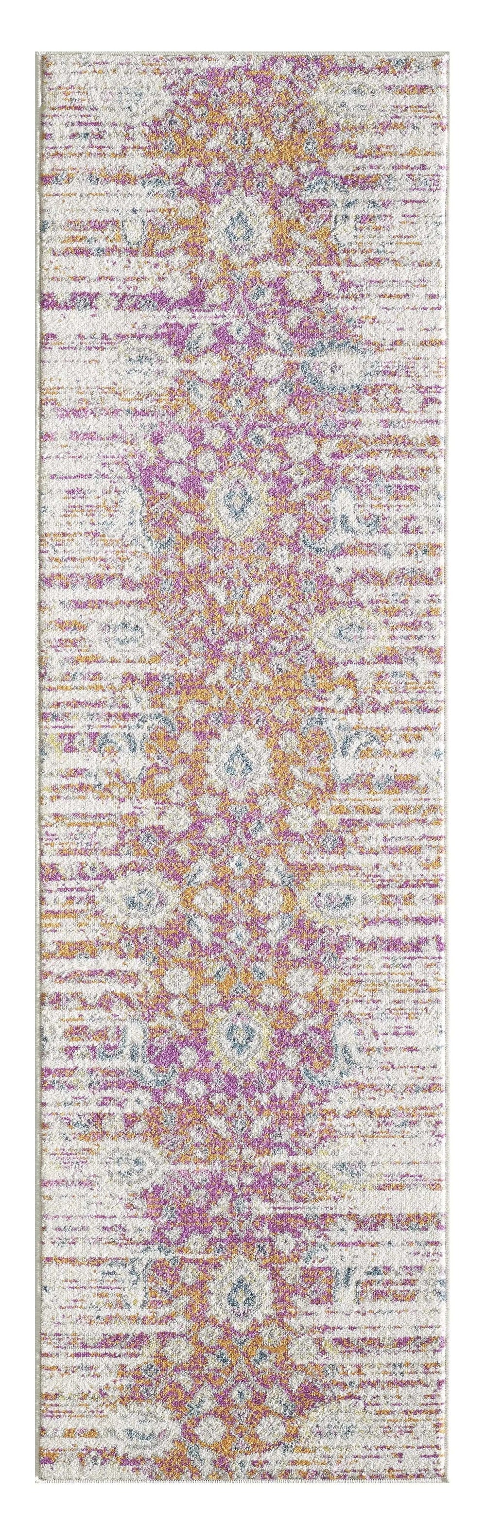 7' Ivory Pink and Orange Floral Area Rug - Homeroots - Flyclothing LLC