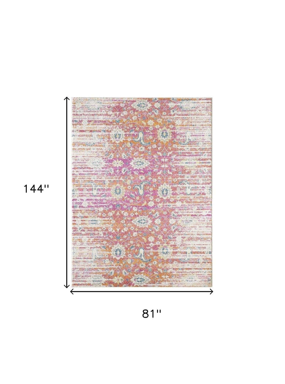 7' X 12' Ivory Pink and Orange Floral Area Rug - Homeroots - Flyclothing LLC