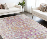 7' X 12' Ivory Pink and Orange Floral Area Rug - Homeroots - Flyclothing LLC