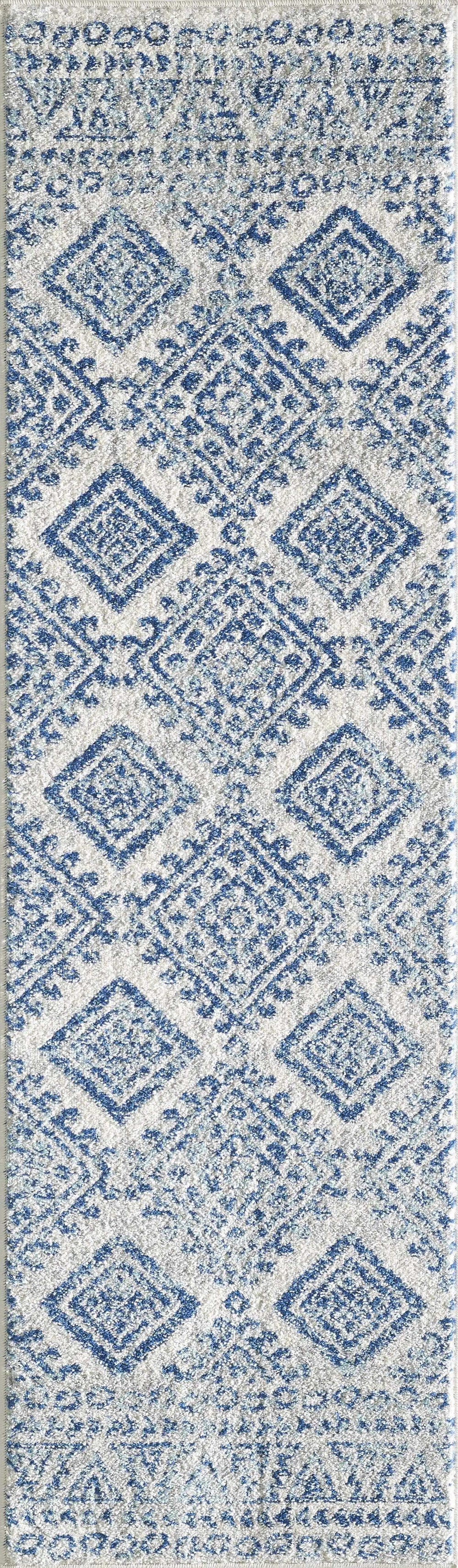 7' X 7' Ivory and Blue Runner Rug - Homeroots - Flyclothing LLC