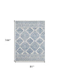 7' X 12' Ivory and Blue Geometric Area Rug - Homeroots - Flyclothing LLC