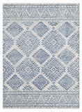 7' X 12' Ivory and Blue Geometric Area Rug - Homeroots - Flyclothing LLC