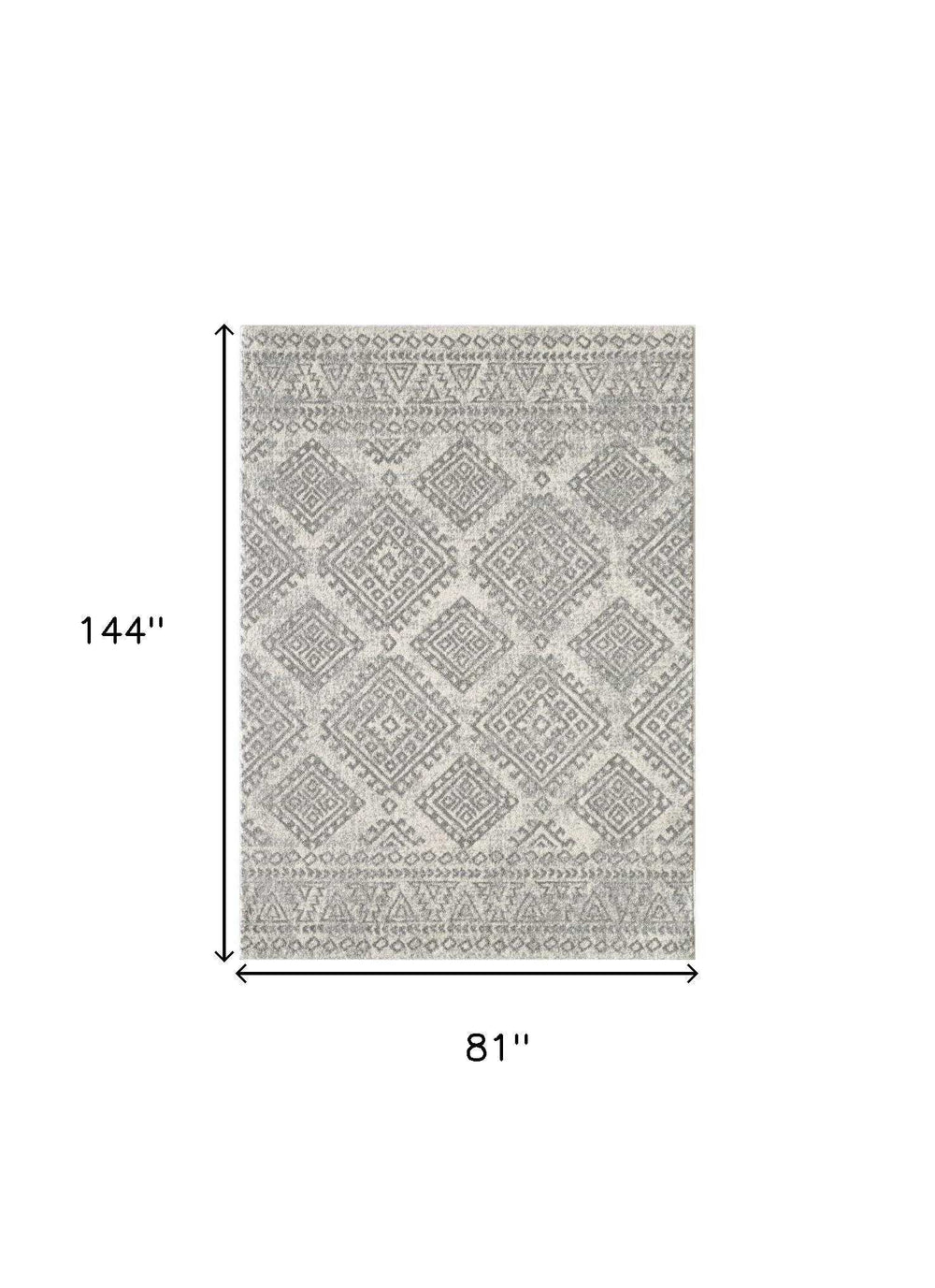 7' X 12' Gray and Ivory Geometric Area Rug - Homeroots - Flyclothing LLC