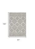 7' X 12' Gray and Ivory Geometric Area Rug - Homeroots - Flyclothing LLC