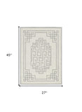 2' X 4' Gray and Ivory Wool Medallion Hand Tufted Area Rug - Homeroots - Flyclothing LLC