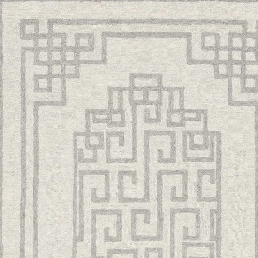 3' X 5' Ivory Grey Geometric Bordered Wool Area Rug - Homeroots - Flyclothing LLC