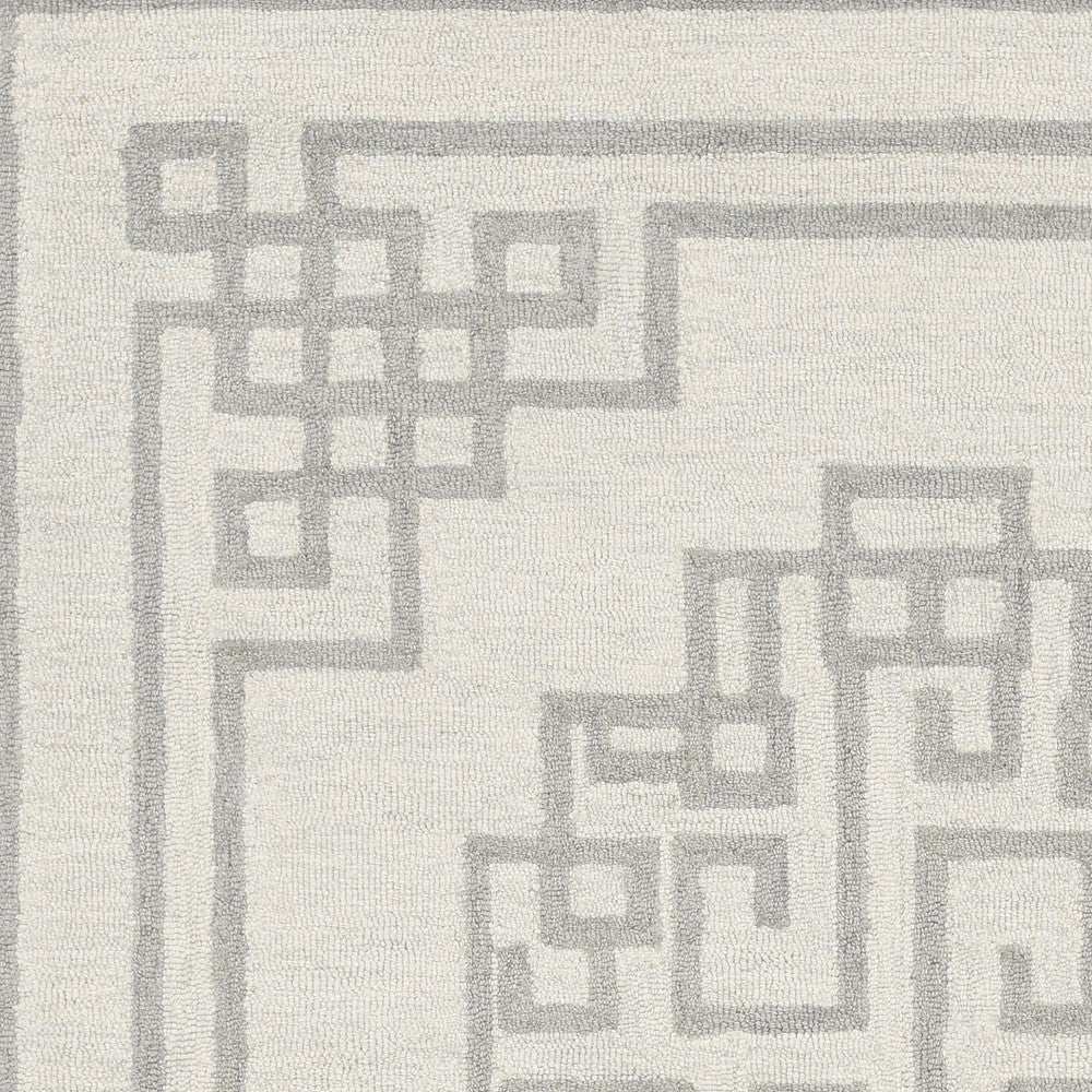 3' X 5' Ivory Grey Geometric Bordered Wool Area Rug - Homeroots - Flyclothing LLC