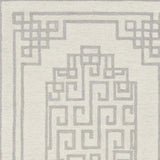5' X 7' Ivory Grey Hand Tufted Bordered Greek Key Indoor Area Rug - Homeroots - Flyclothing LLC