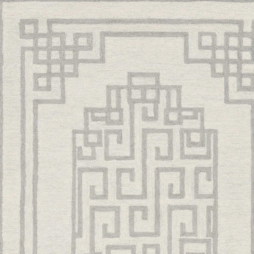 9' X 12' Ivory Grey Hand Tufted Bordered Greek Key Indoor Area Rug - Homeroots - Flyclothing LLC