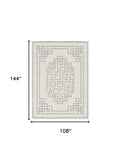 9' X 12' Ivory Grey Hand Tufted Bordered Greek Key Indoor Area Rug - Homeroots - Flyclothing LLC